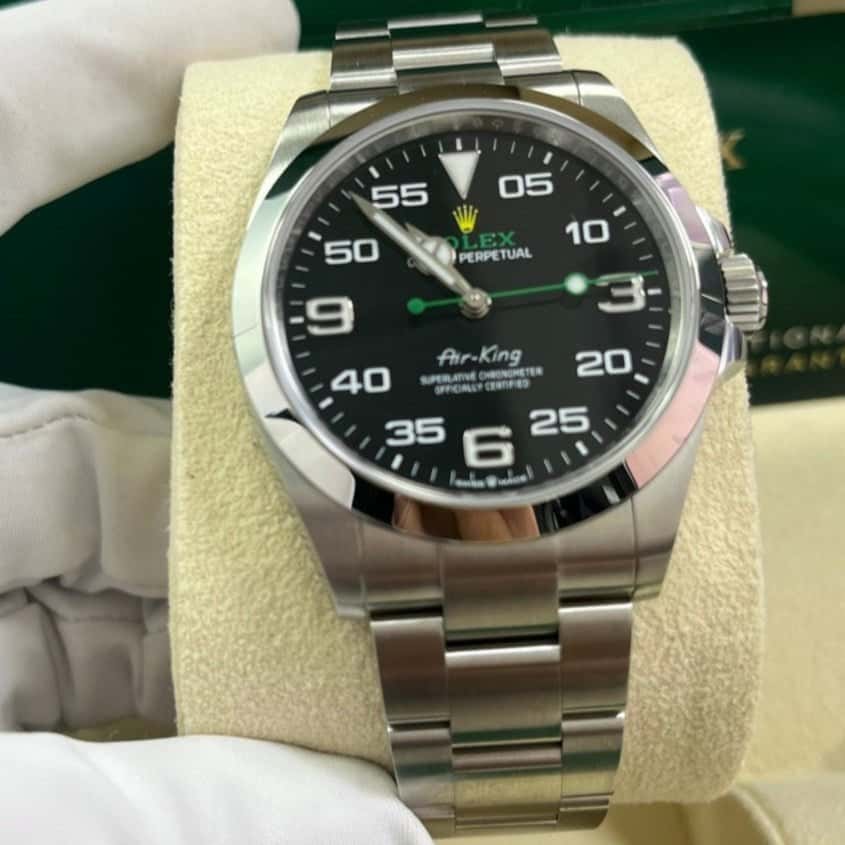 Rolex Air King Smooth Bezel Black Dial Oyster Bracelet 126900 40mm Black Never worn - Box View