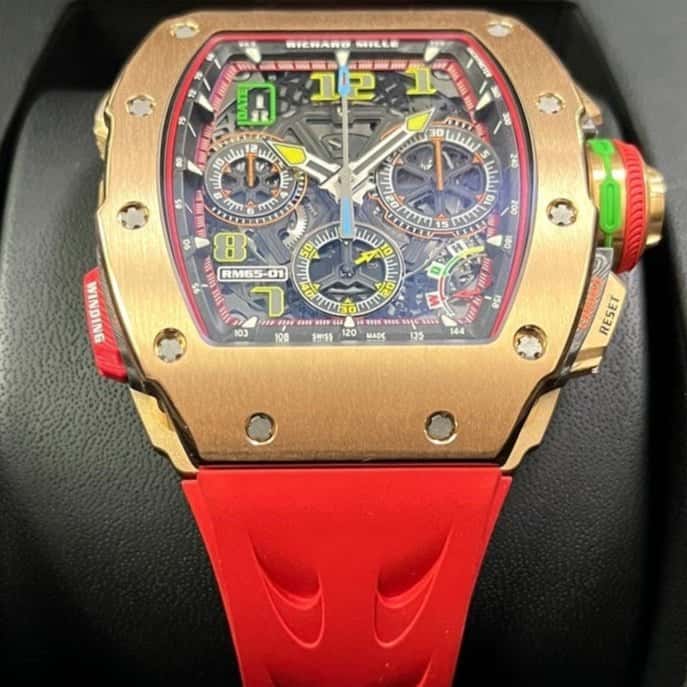 Richard Mille RM 65-01 Automatic Chronograph Full Rose Gold Pink Never worn - Back View