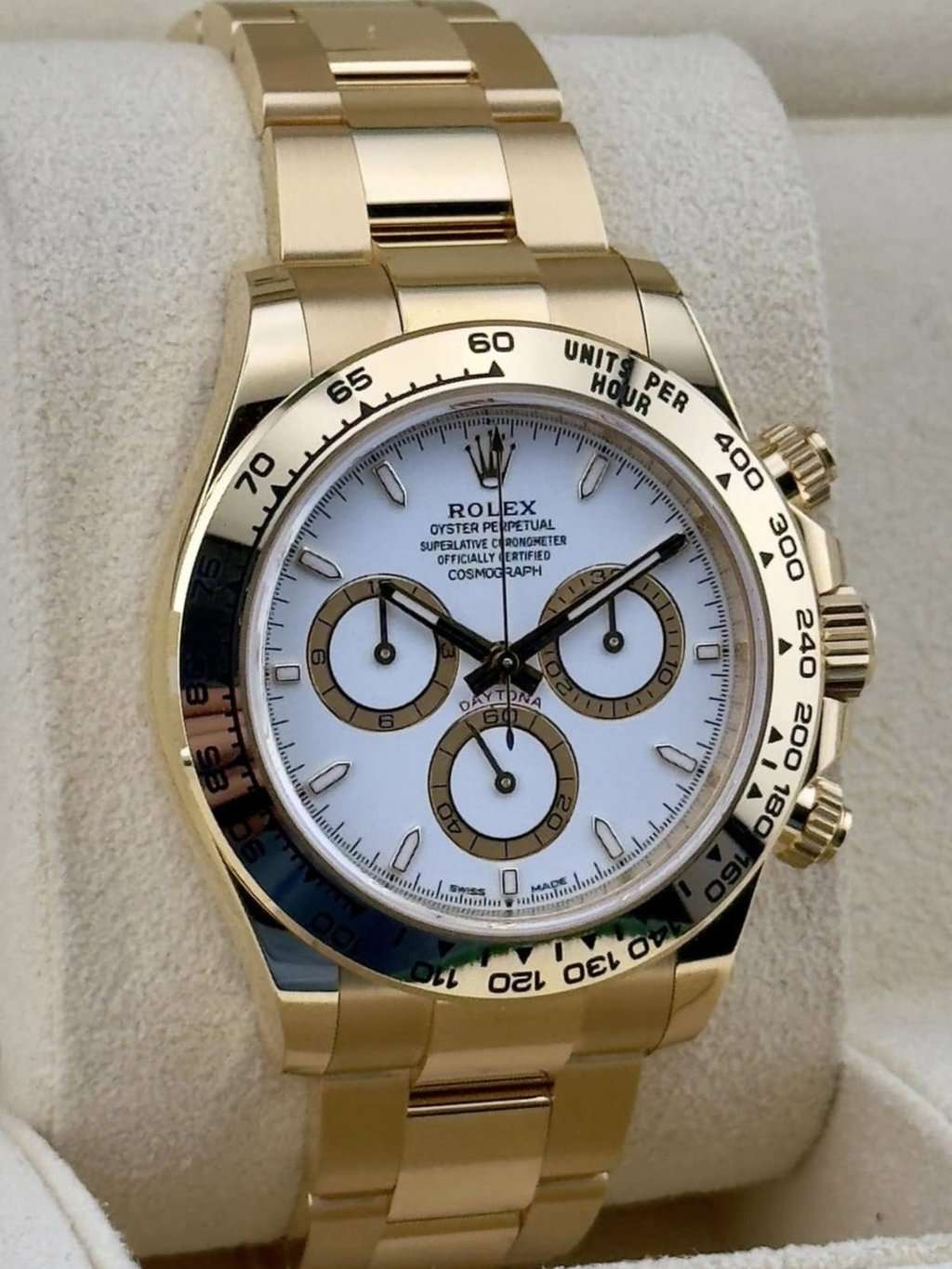Rolex Yellow Gold White Index Dial Daytona Oyster Bracelet 126508 40mm White Never worn - Inside View
