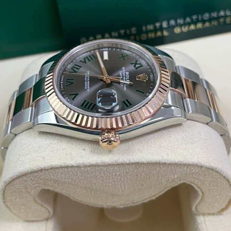 Rolex Steel and Rose Gold Datejust 41mm - Fluted Bezel - Slate Gray Wimbledon Roman Dial (Reference #126331) 41mm Pink Never worn - Back View