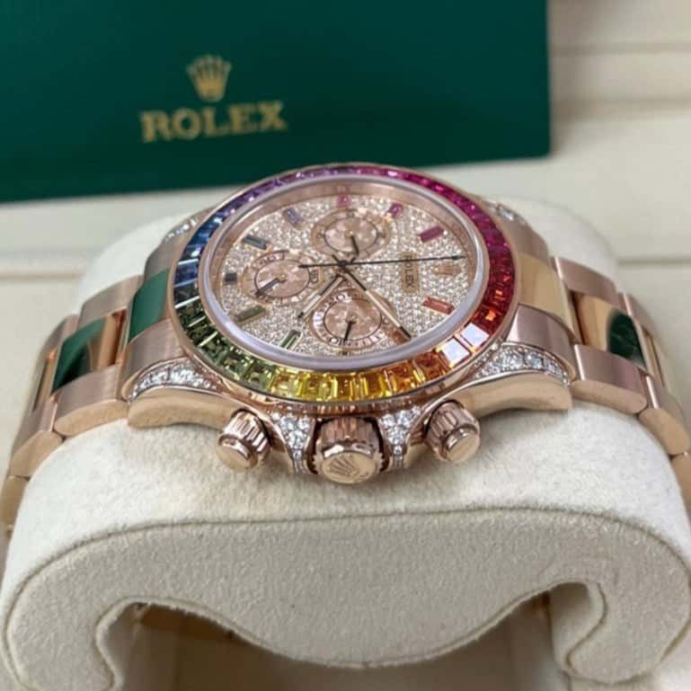 Rolex Cosmograph Everose Daytona Factory Diamond Rainbow Edition Ref# 116595RBOW) 40mm Pink Never worn - Back View