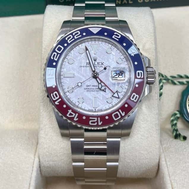 Rolex White Gold GMT-Master II 40 Watch - Blue and Red Pepsi Bezel - Meteorite Dial - Oyster Bracelet Blue Never worn - Back View