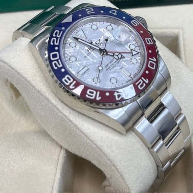 Rolex White Gold GMT-Master II 40 Watch - Blue and Red Pepsi Bezel - Meteorite Dial - Oyster Bracelet Blue Never worn - Box View