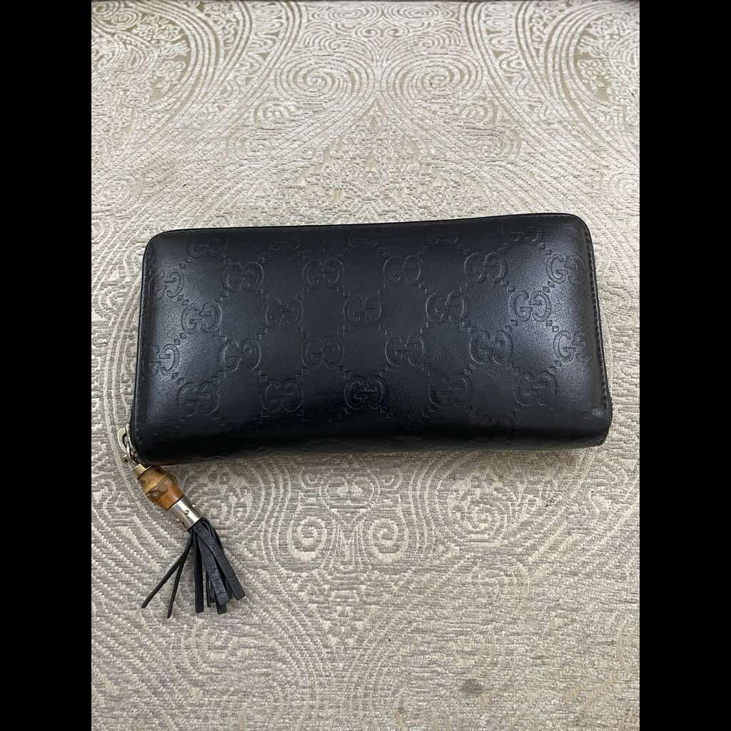Gucci Guccissima Bamboo Tassel Wallet Black Leather Very good condition - Back View