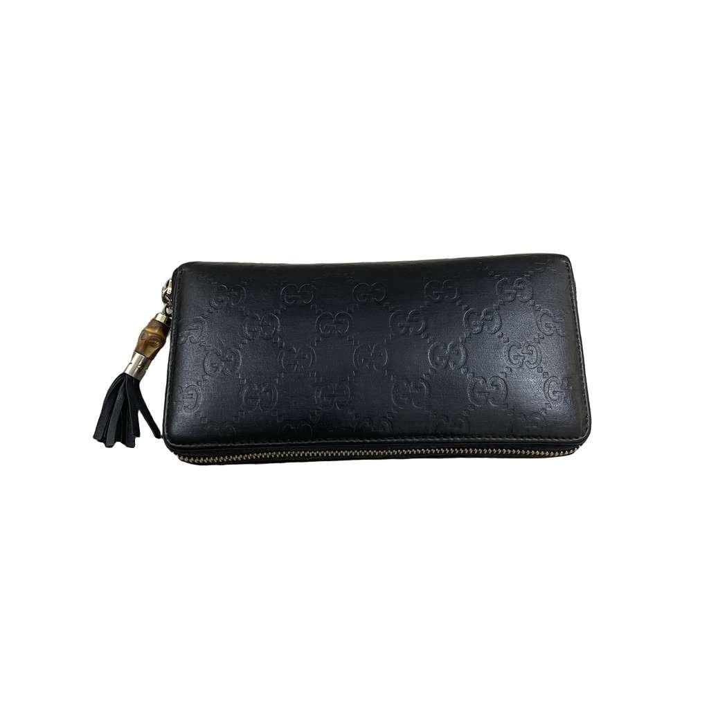Gucci Guccissima Bamboo Tassel Wallet Black Leather Very good condition - Front View