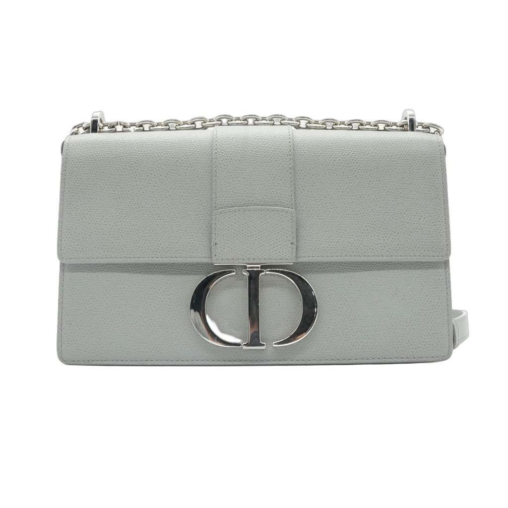 Dior 30 Montaigne Grey Bag Grey Leather Fair - Front View