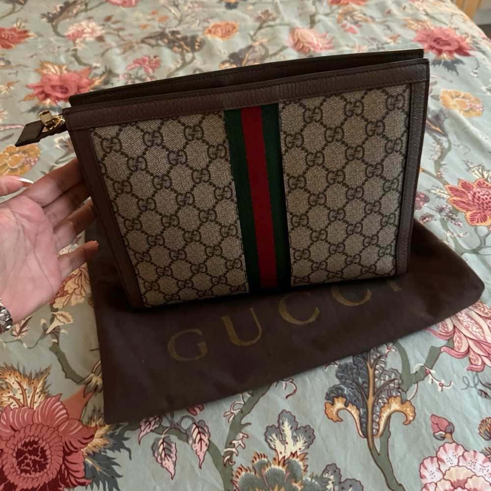 Gucci Ophedia Clutch MultiColor Canvas Leather Never worn - Back View