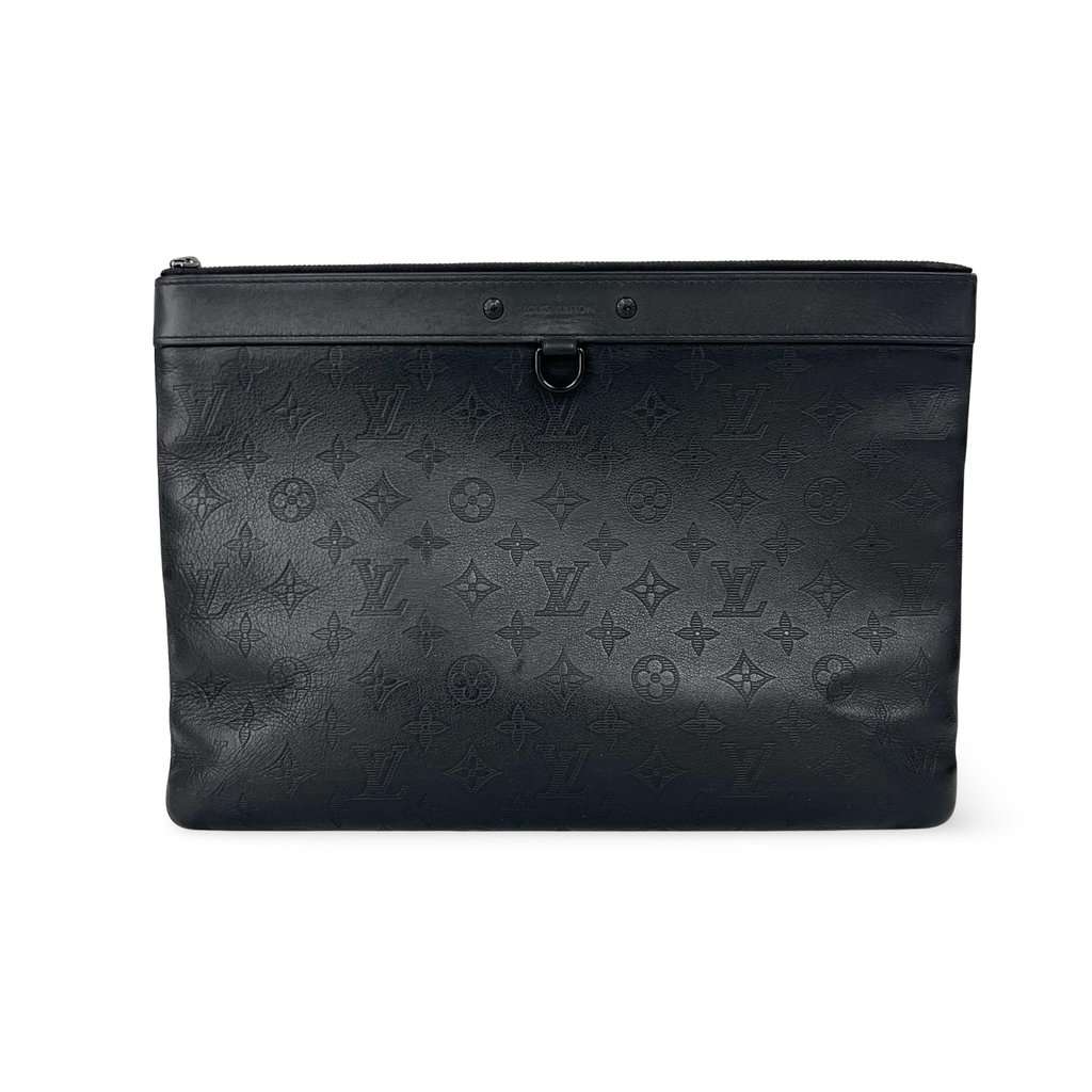 Louis Vuitton Monogram Shadow Leather Pochette Jour GM Black Leather Good - Front View