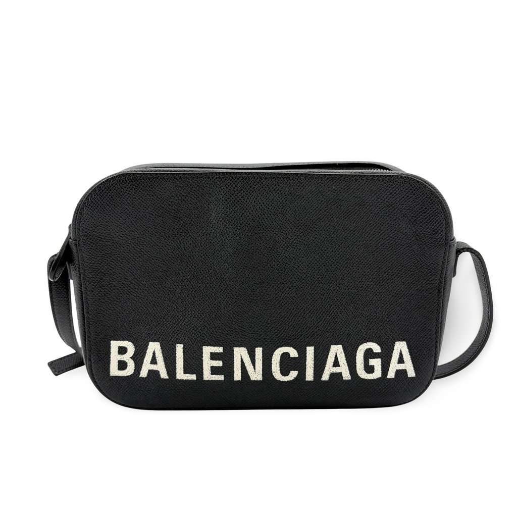Balenciaga Bill Camera Shoulder Bag Small Black Black Leather Good - Front View