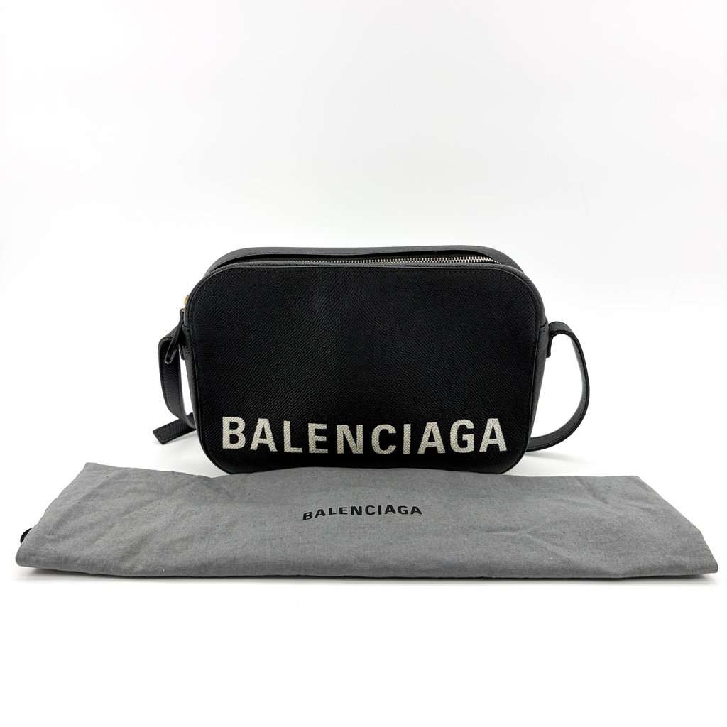 Balenciaga Bill Camera Shoulder Bag Small Black Black Leather Good - Back View