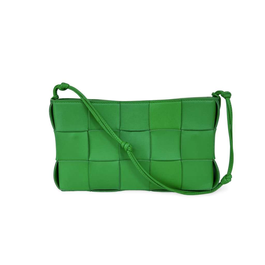 Bottega Veneta Small Cassette Shoulder Bag Parakeet Green Leather Good - Front View