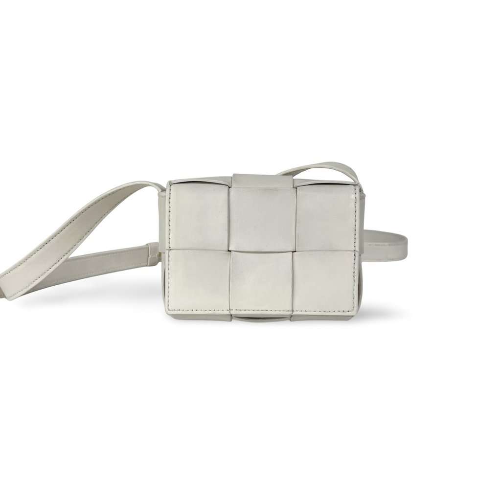 Bottega Veneta Candy Mini White Cassette Bag White Leather Good - Front View