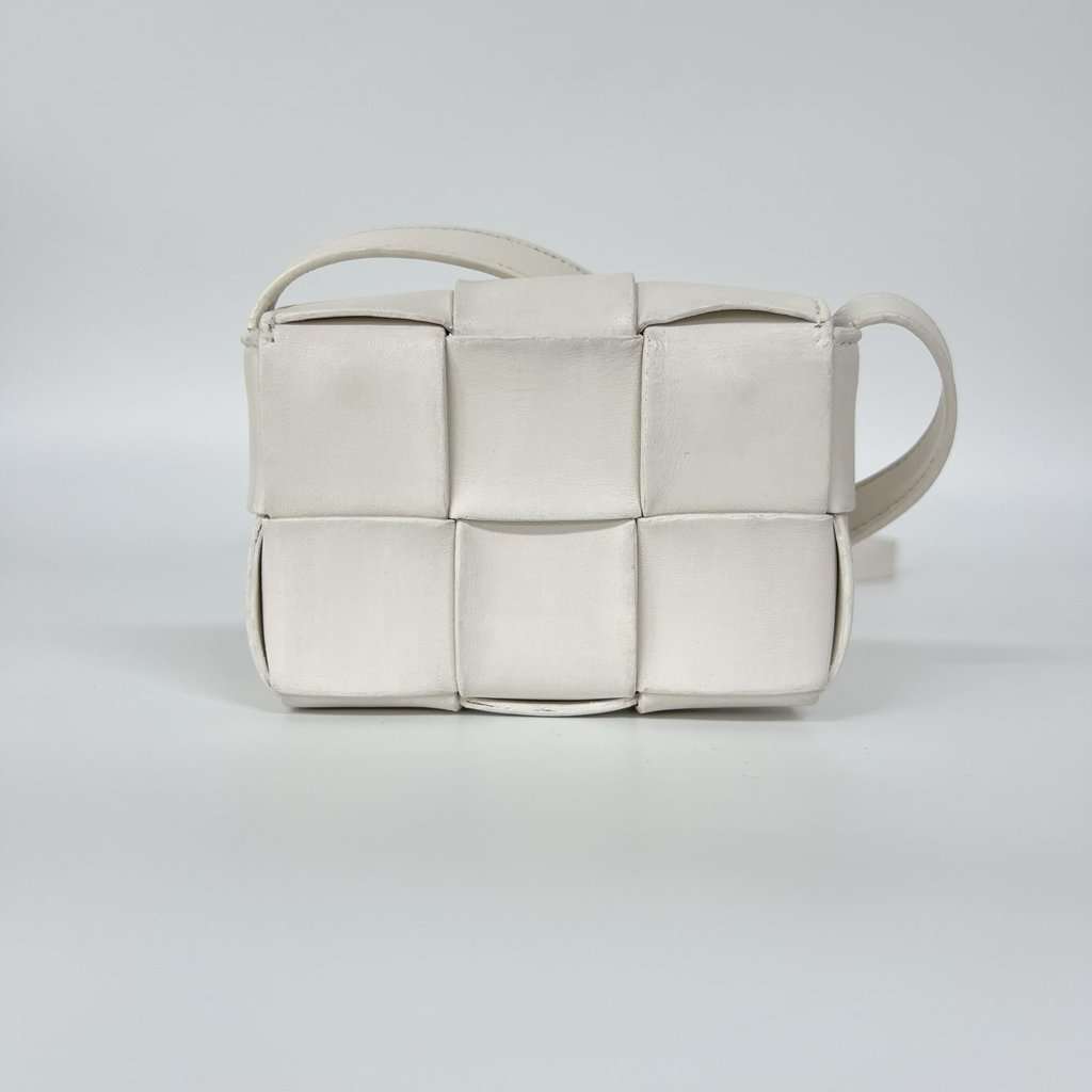Bottega Veneta Candy Mini White Cassette Bag White Leather Good - Back View