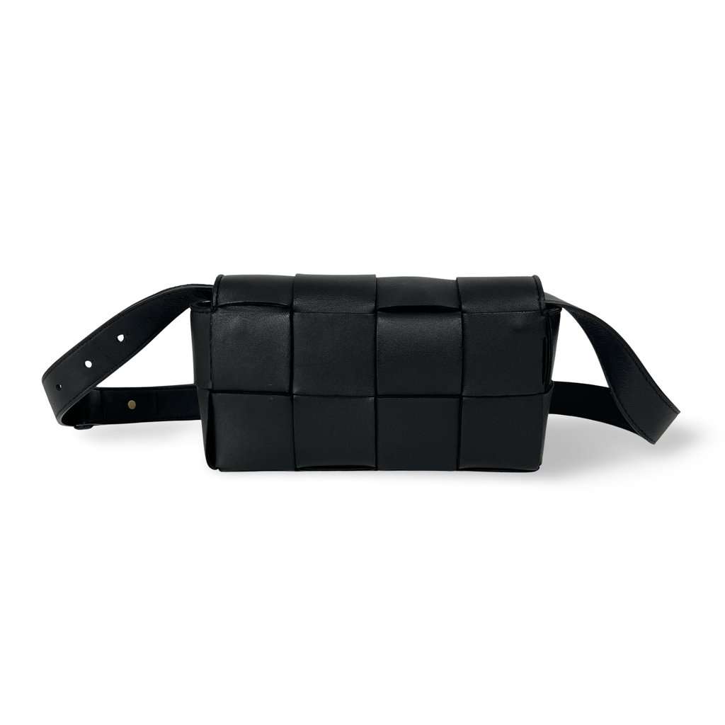 Bottega Veneta Cassette Belt Bag Black Black Good - Front View