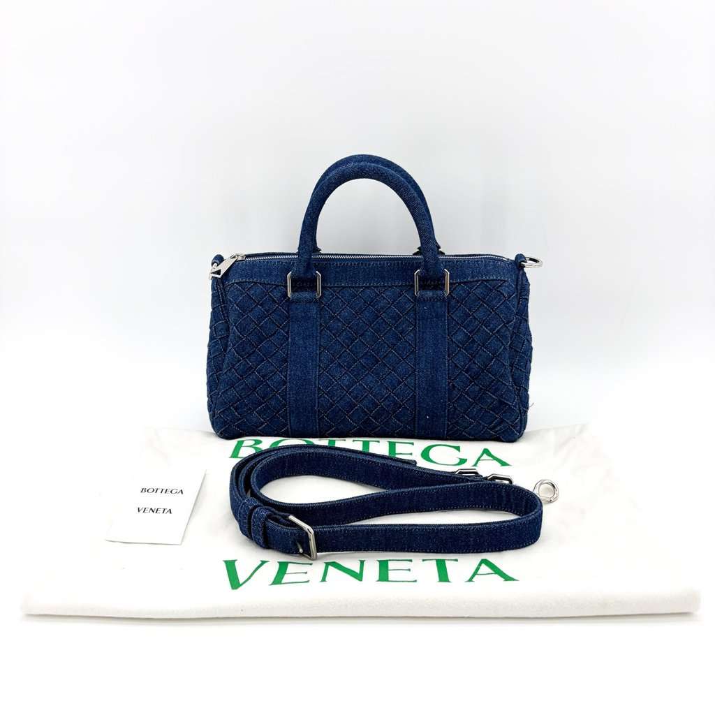 Bottega Veneta Medium Intrecciato Denim Bauletto Bag Blue Blue Denim Very good - Back View