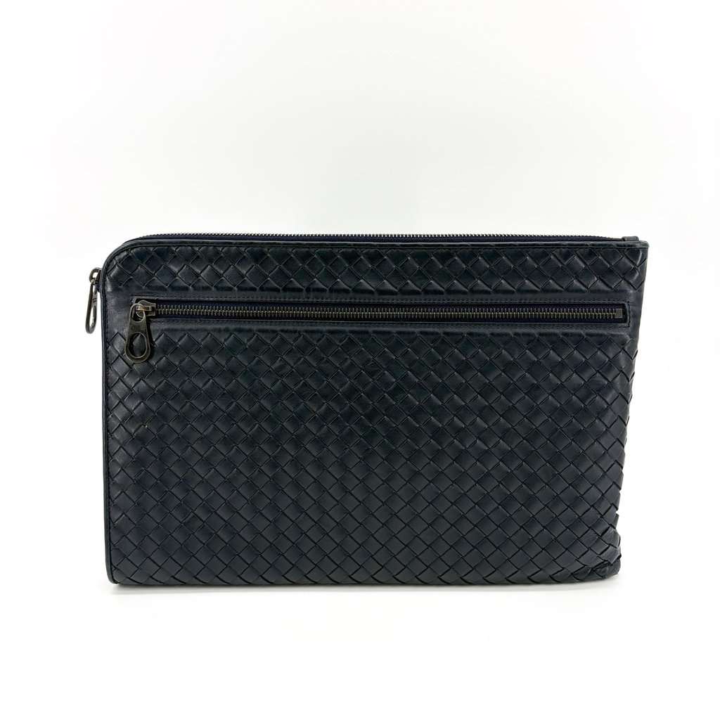 Bottega Veneta Intrecciato Leather Document Case Black Black Leather Good - Inside View