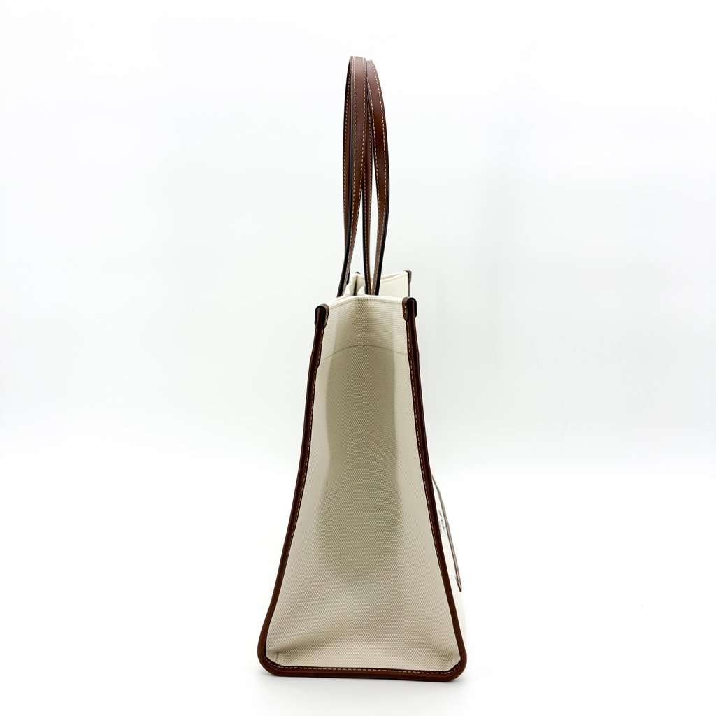 Burberry Medium Horseferry Print Canvas Freya Tote Bag Natural/Tan Beige Canvas Good - Box View