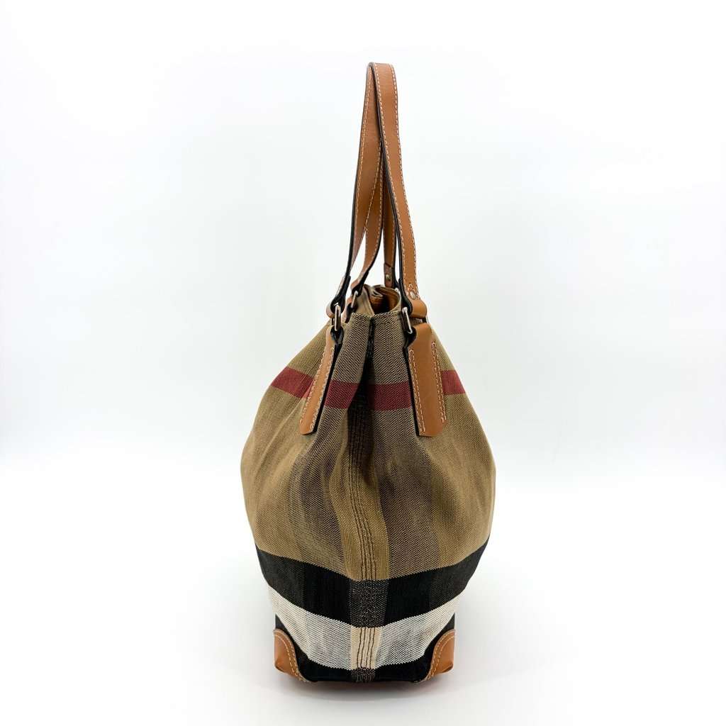 Burberry House Check Canvas Canterbury Shoulder Bag Beige Brown Beige Canvas Good - Inside View