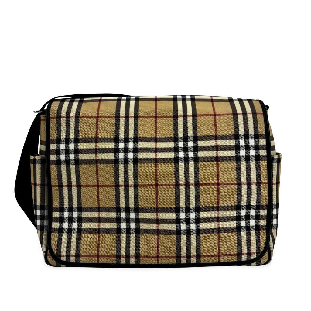 Burberry Vintage Check Nylon Messenger Diaper Bag Archive Beige Beige Polyamide Good - Front View