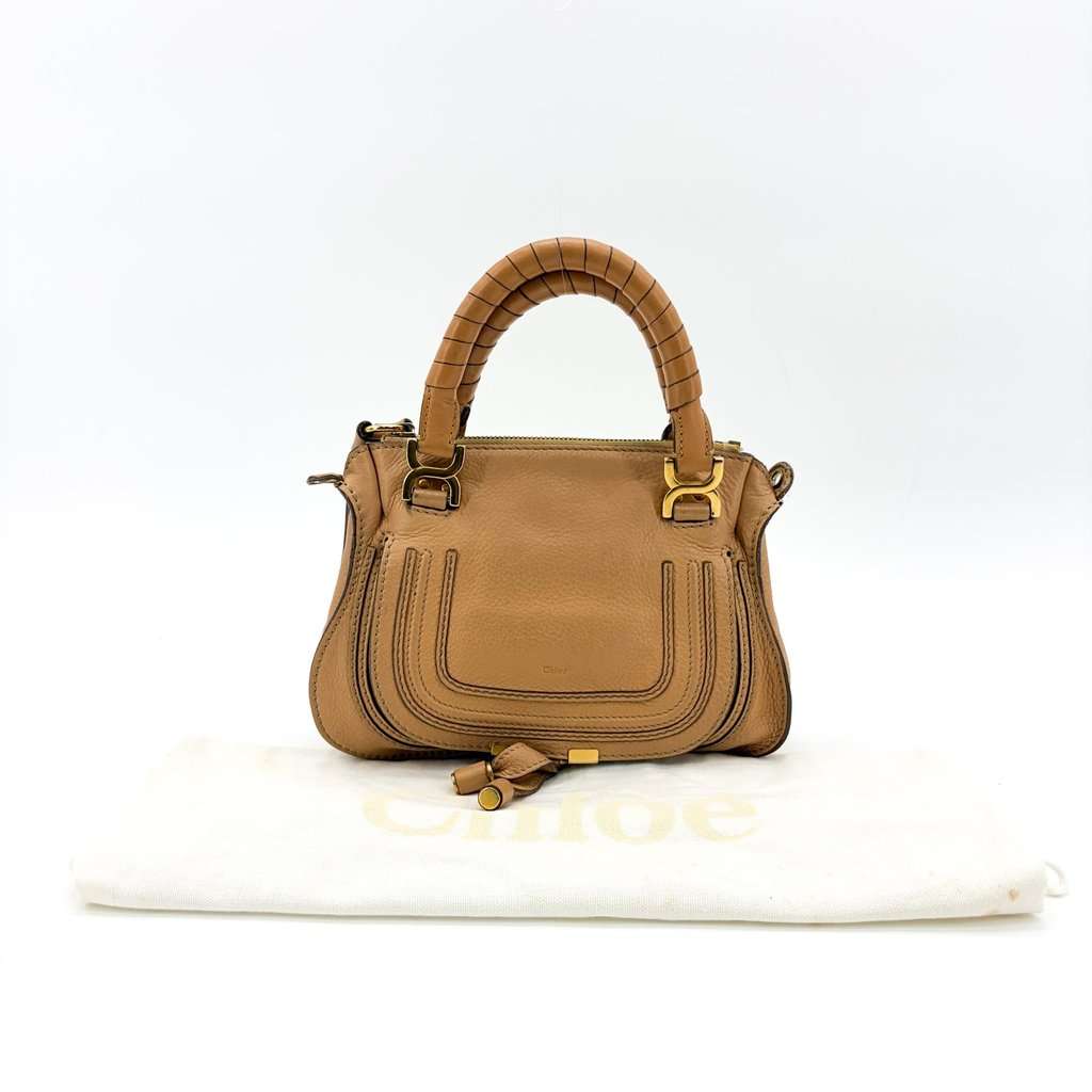 Chloé Marsi Mini Double Carry Bag Tanning Brown Leather Fair - Back View