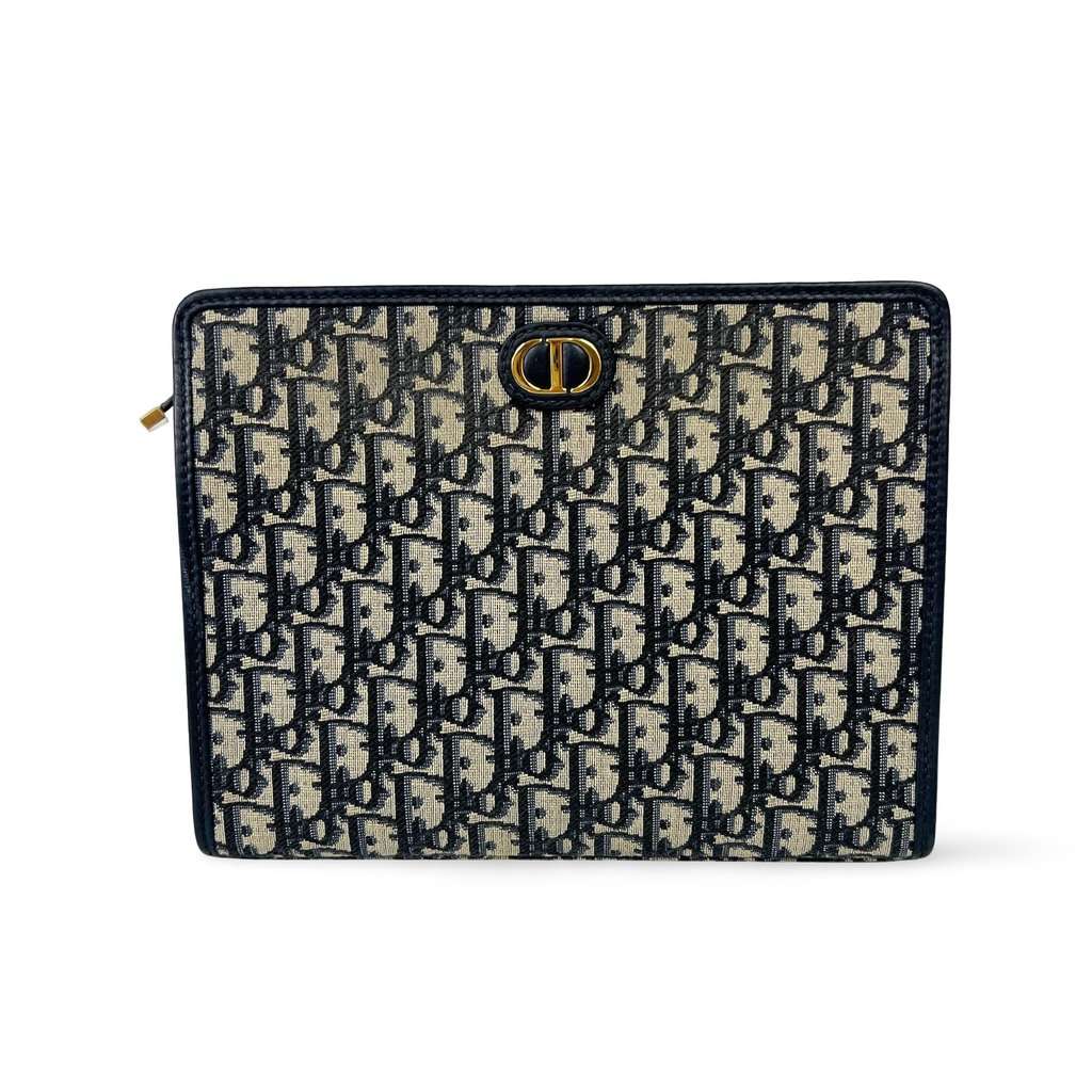 Dior Oblique 30 Montaigne Case Navy Blue Jacquard Good - Front View