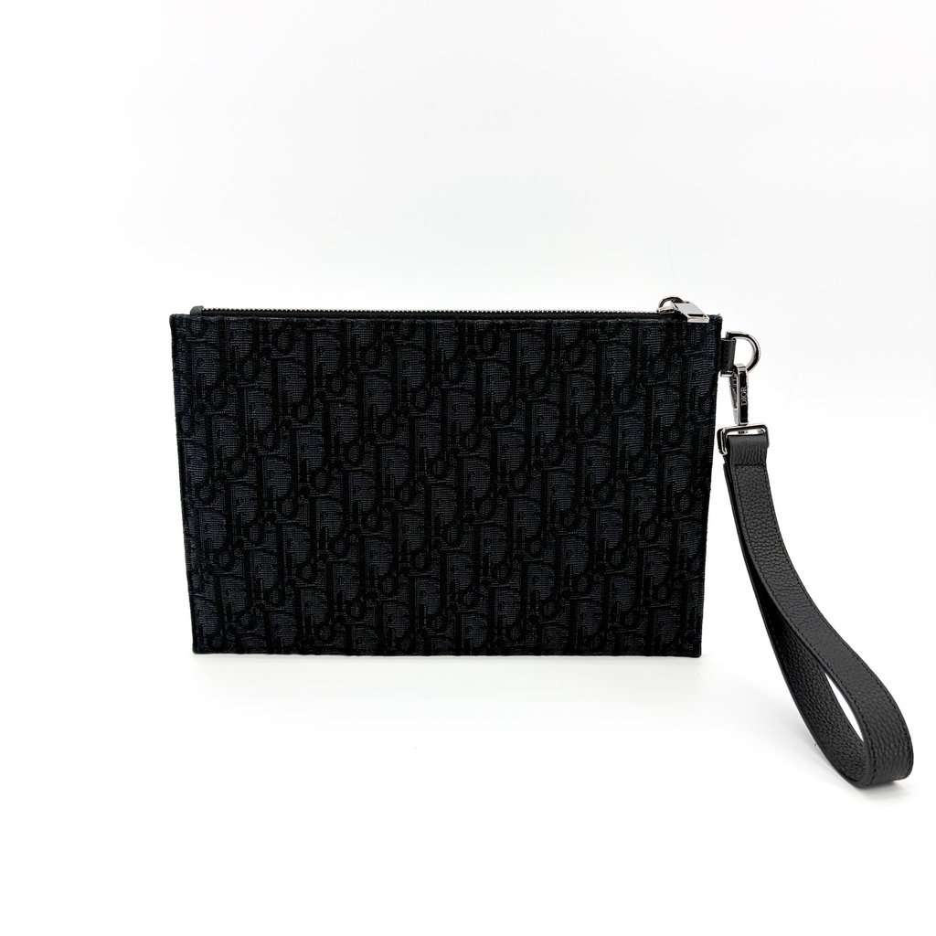 Dior Black Oblique Jacquard A5 Pouch Black Jacquard Very good - Back View