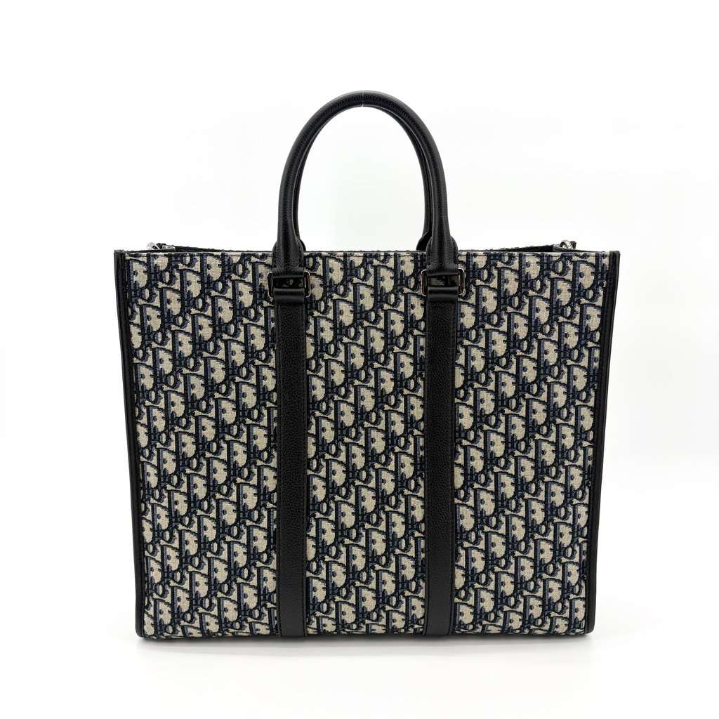 Dior Ringott Tote Bag Navy Oblique Jacquard Beige Jacquard Very good - Inside View