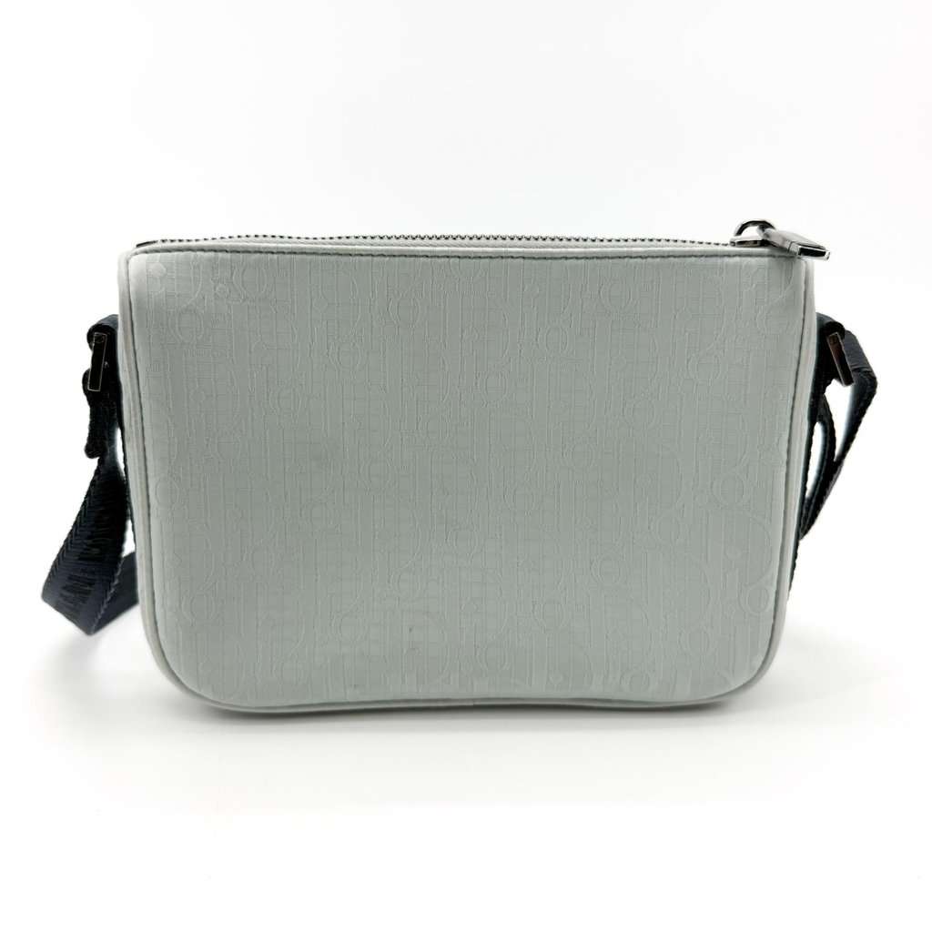 Dior Hit the Road Strap Pouch Grey CD Diamond Canvas Navy Canvas Good - Back View