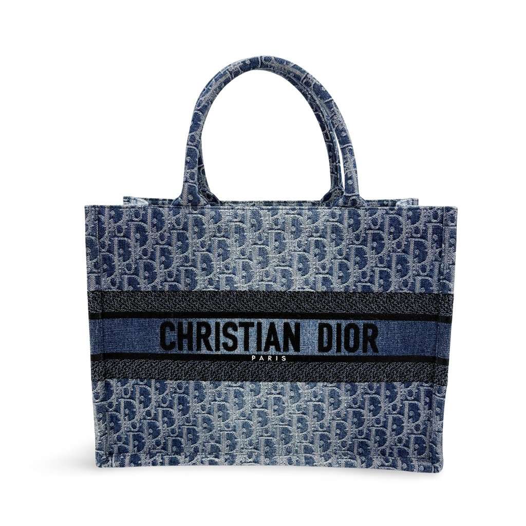Dior Medium book tote blue oblique embroidery Blue Canvas Very good - Front View