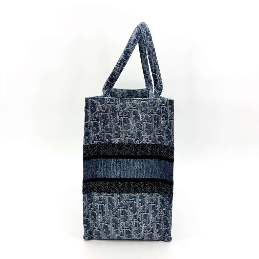 Dior Medium book tote blue oblique embroidery Blue Canvas Very good - Model View