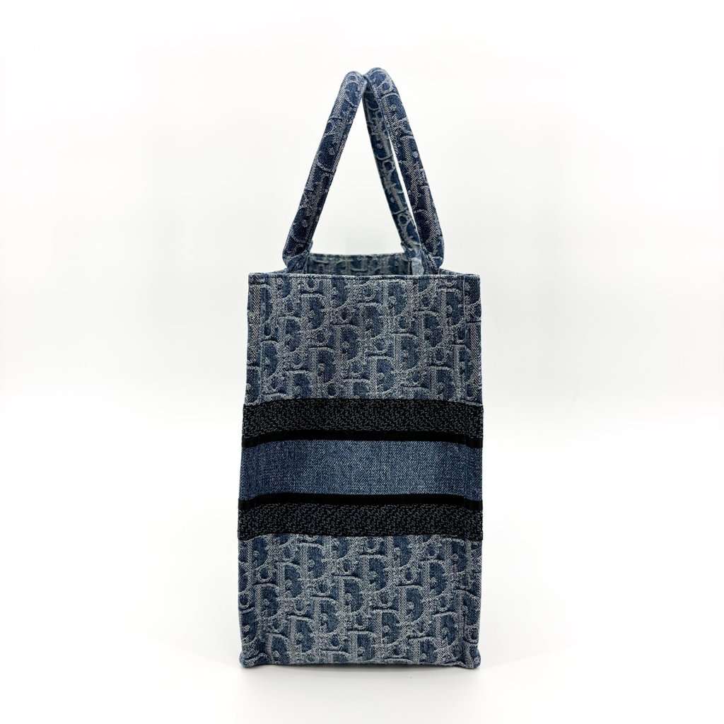 Dior Medium book tote blue oblique embroidery Blue Canvas Very good - Box View