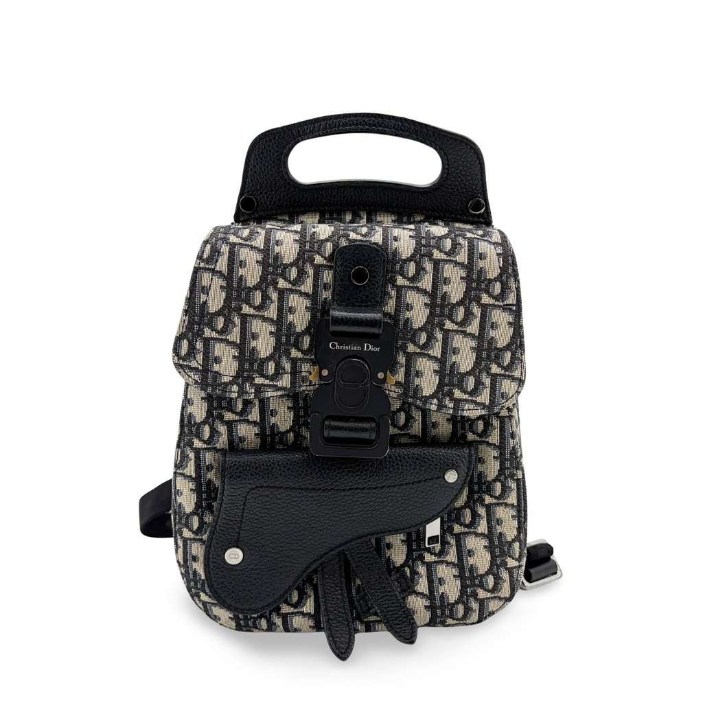 Dior Saddle Gallop Backpack Oblique Beige Jacquard Very good - Front View