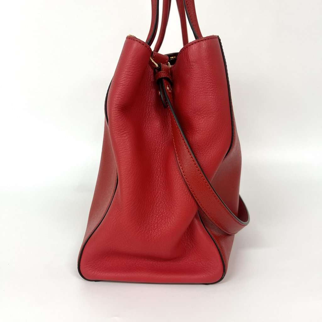 Fendi Medium 2-Jour Tote Bag Red Gold Leather Good - Model View