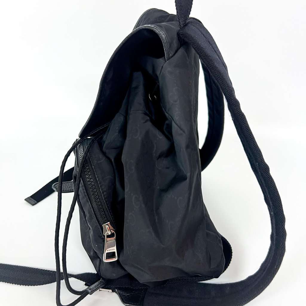 Gucci GG Nylon Medium Backpack Black Black Polyamide Good - Box View