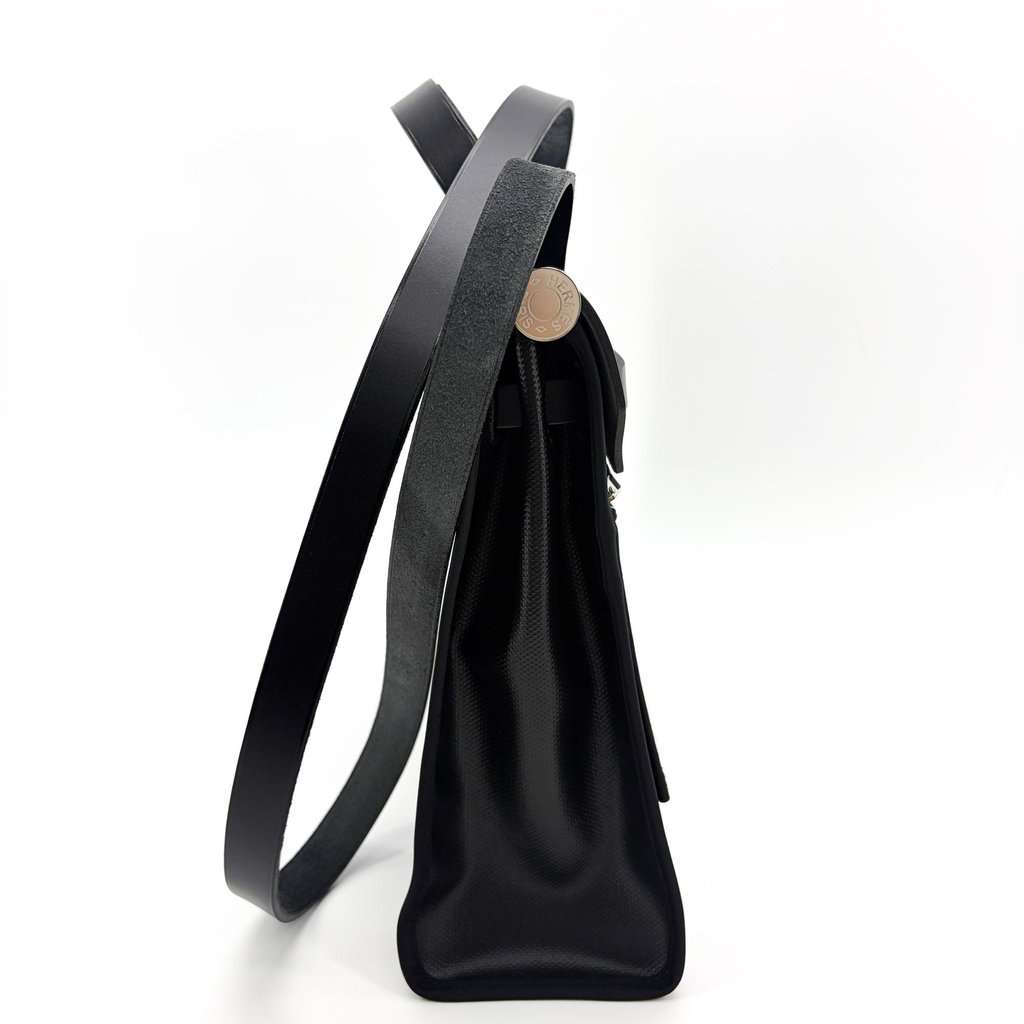Hermès Herbag Zip 31 Black Ecru Silver Hardware Beige Canvas Very good - Box View