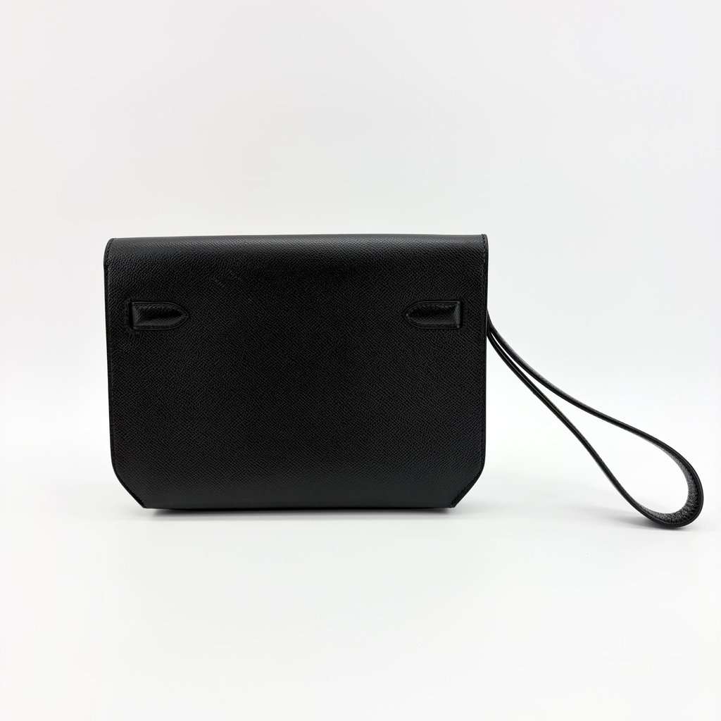 Hermès Kelly Depeche 25 Pouch Black Silver Hardware Black Leather Very good - Inside View