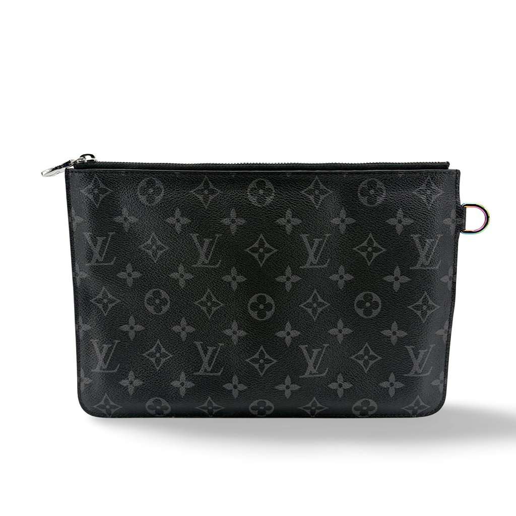 Louis Vuitton Pochette Voyage MM Monogram Eclipse Black Canvas Fair - Front View