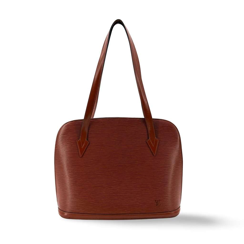 Louis Vuitton Epi Lusac Shoulder Bag Kenya Brown Brown Leather Very good - Front View