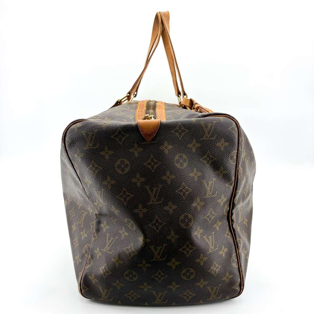 Louis Vuitton Monogram Keepall 50 Brown Beige Canvas Fair - Model View