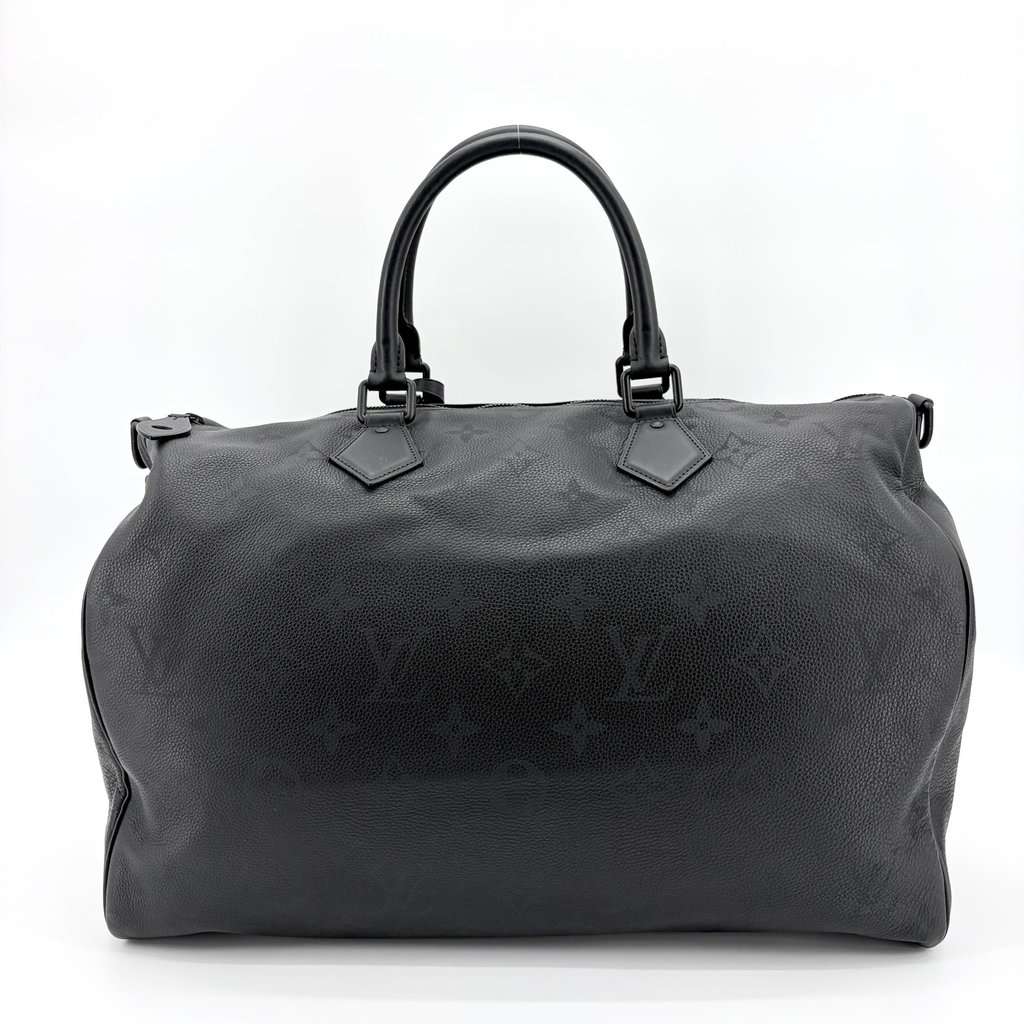 Louis Vuitton Keepall Bandouliere 50 Monogram Shadow Black Black Leather Very good - Inside View