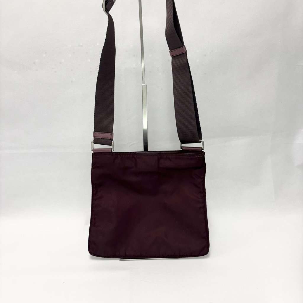 Prada Nylon Pocono Messenger Bag Burgundy Small Burgundy Polyamide Fair - Back View