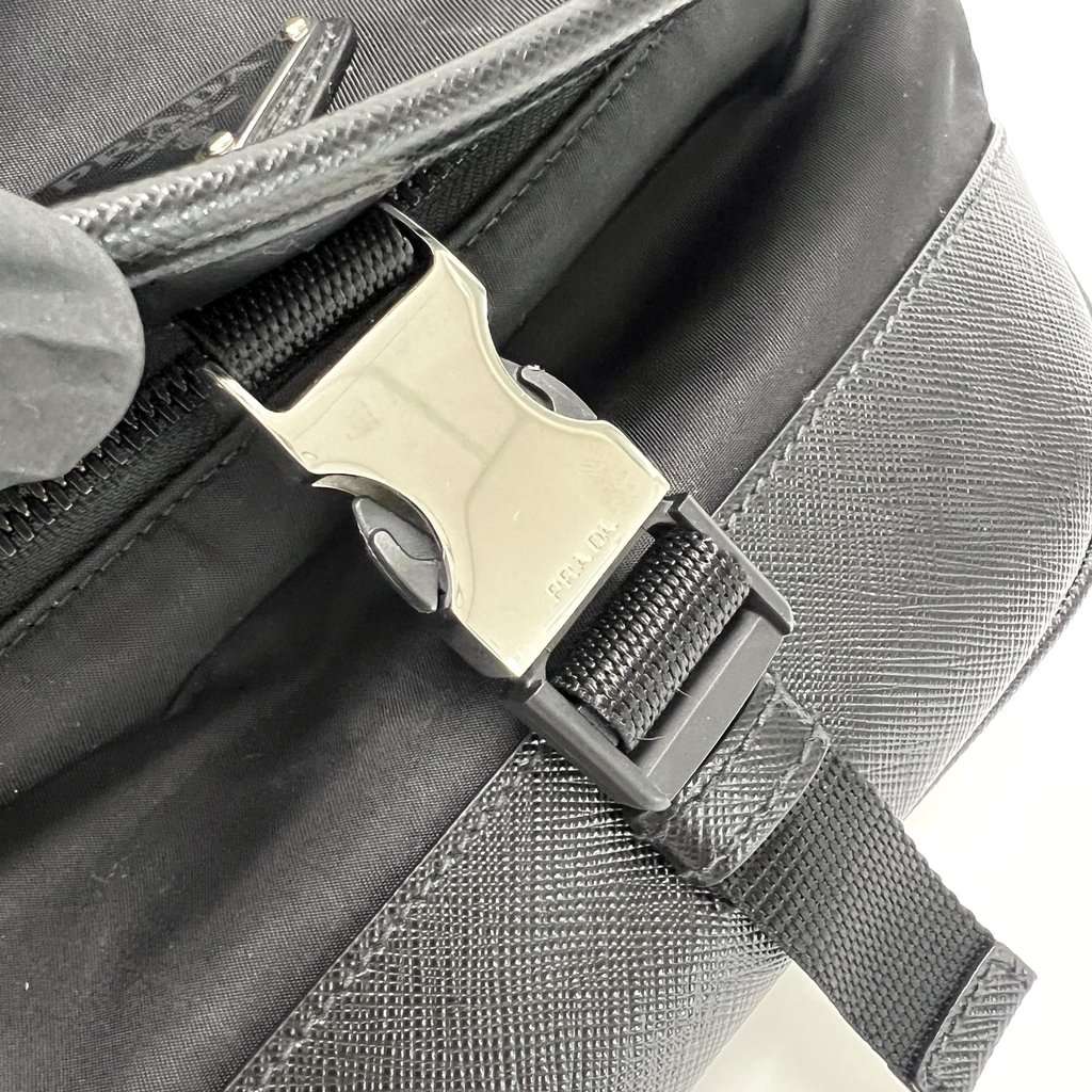 Prada Re-Nylon and Saffiano Leather Slingback (Shoulder Bag) Black Leather Good - Box View
