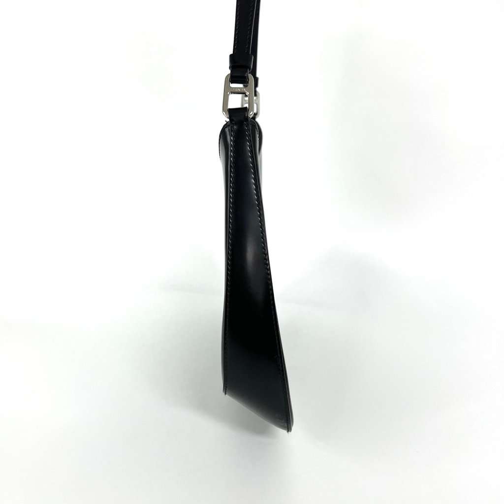Prada Cleo Brushed Leather Shoulder Bag Black Black Leather Very good - Model View