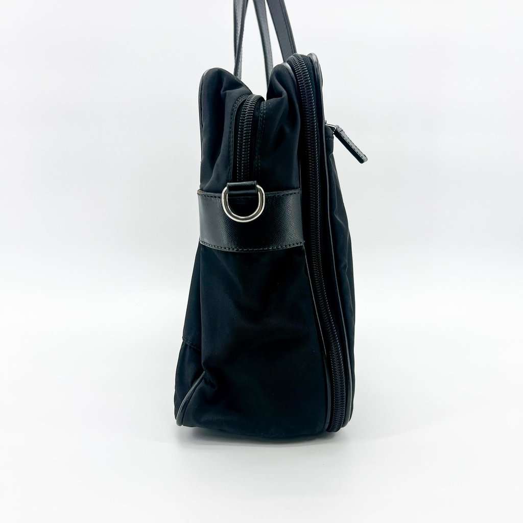 Prada Tessuto Nylon Saffiano Briefcase Black MultiColor Leather Good - Inside View