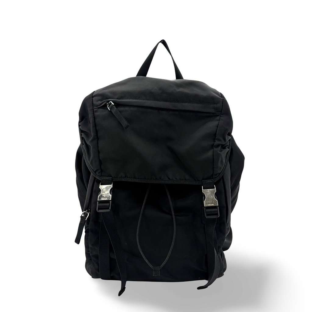 Prada Re-Nylon Backpack Medium Black Black Polyamide Good - Front View