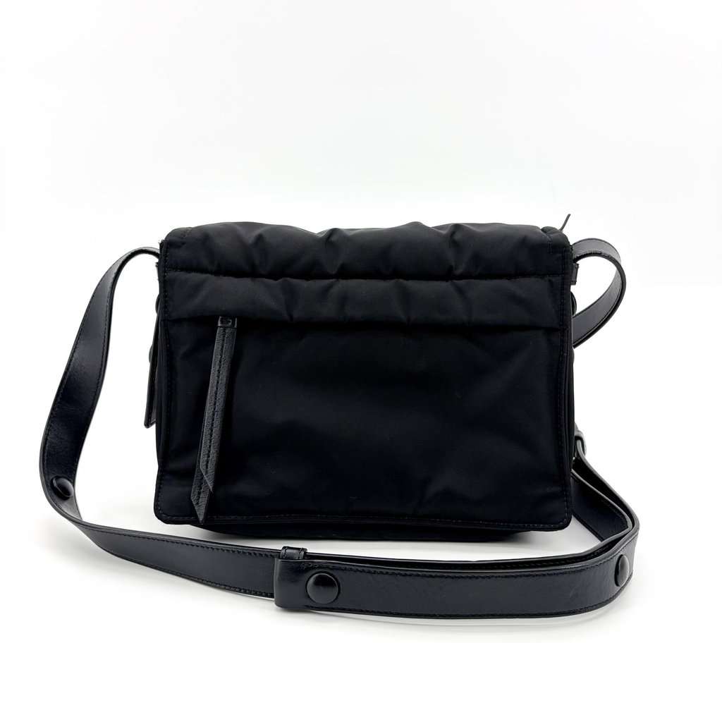 Prada Re-Nylon and Saffiano Leather Messenger Bag Black Black Leather Good - Inside View