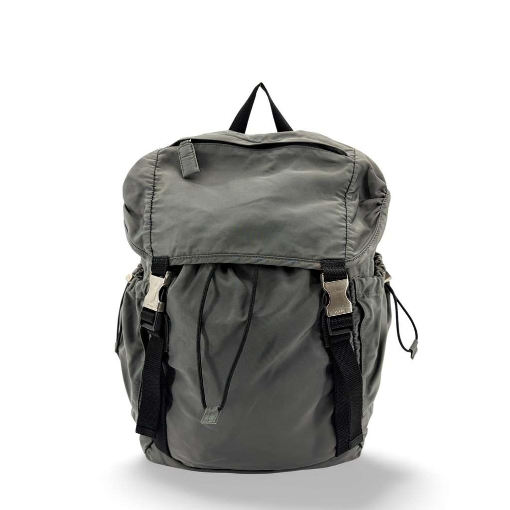 Prada Medium Nylon Backpack Gray MultiColor Polyamide Fair - Front View