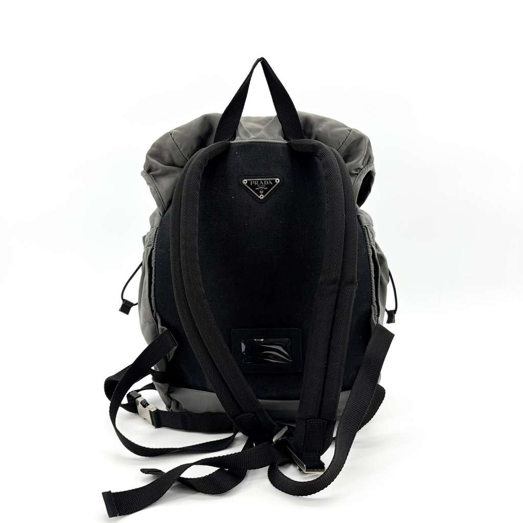 Prada Medium Nylon Backpack Gray MultiColor Polyamide Fair - Back View