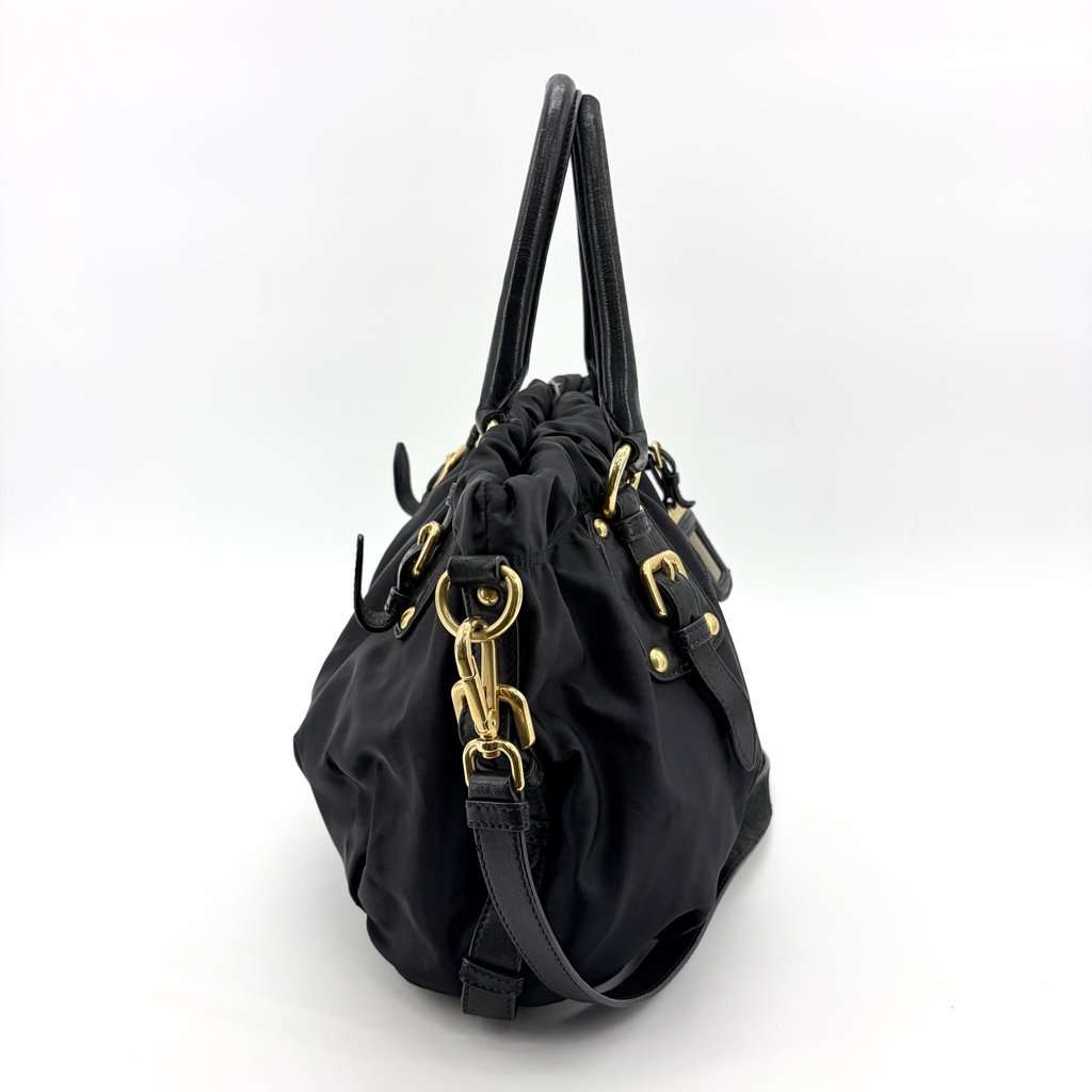 Prada Tessuto Gaufre 2-way Tote Bag Black Black Leather Good - Box View