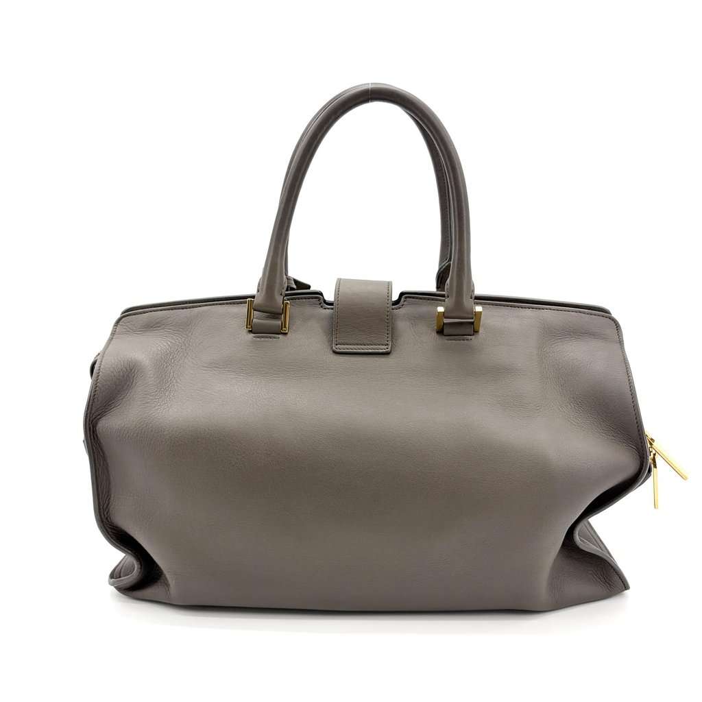 Saint Laurent Y Line Cabas Chic Medium Gray Gold Hardware Gold Leather Good - Inside View